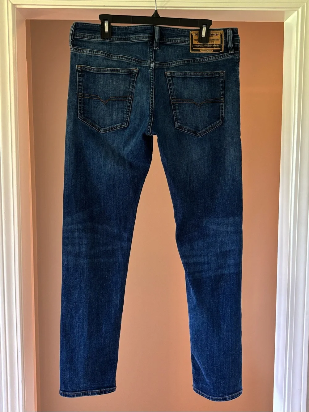 Men's Slim Straight Jeans in Dark Blue Denim